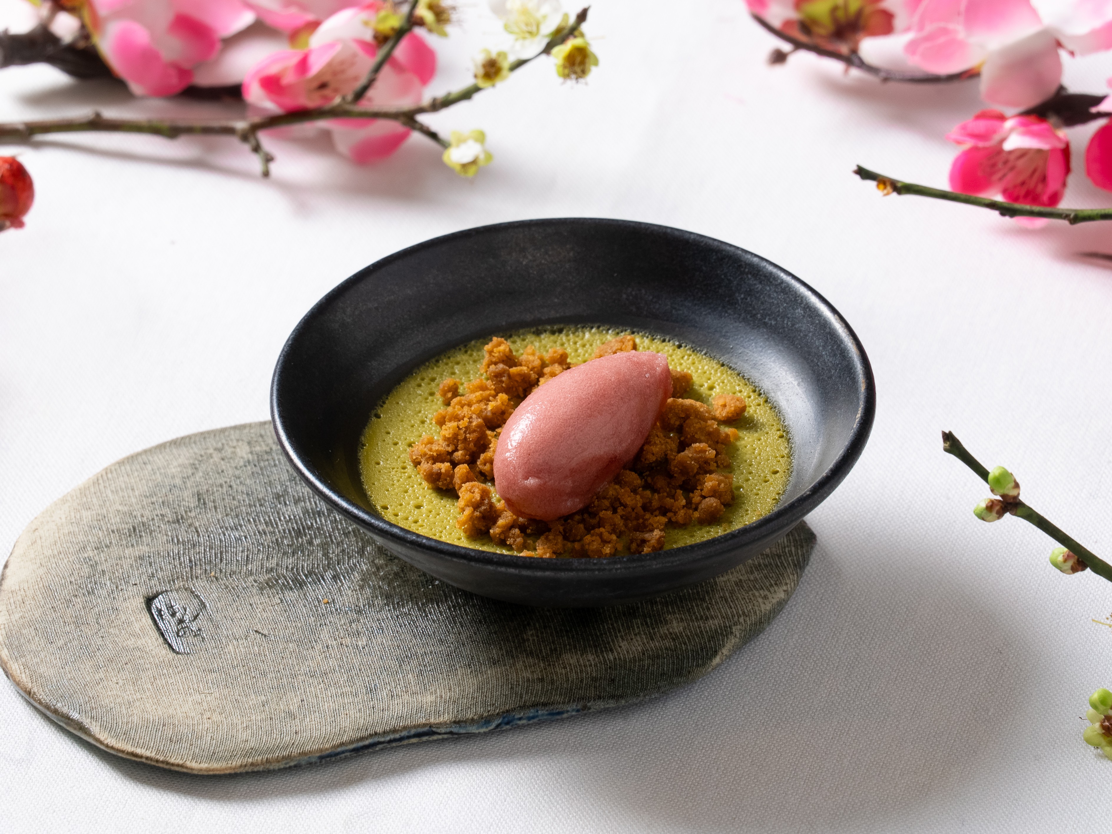 【夕食】2026梅スペシャルディナーコース｜狭山茶プリン ビーツの梅のアイスクリーム