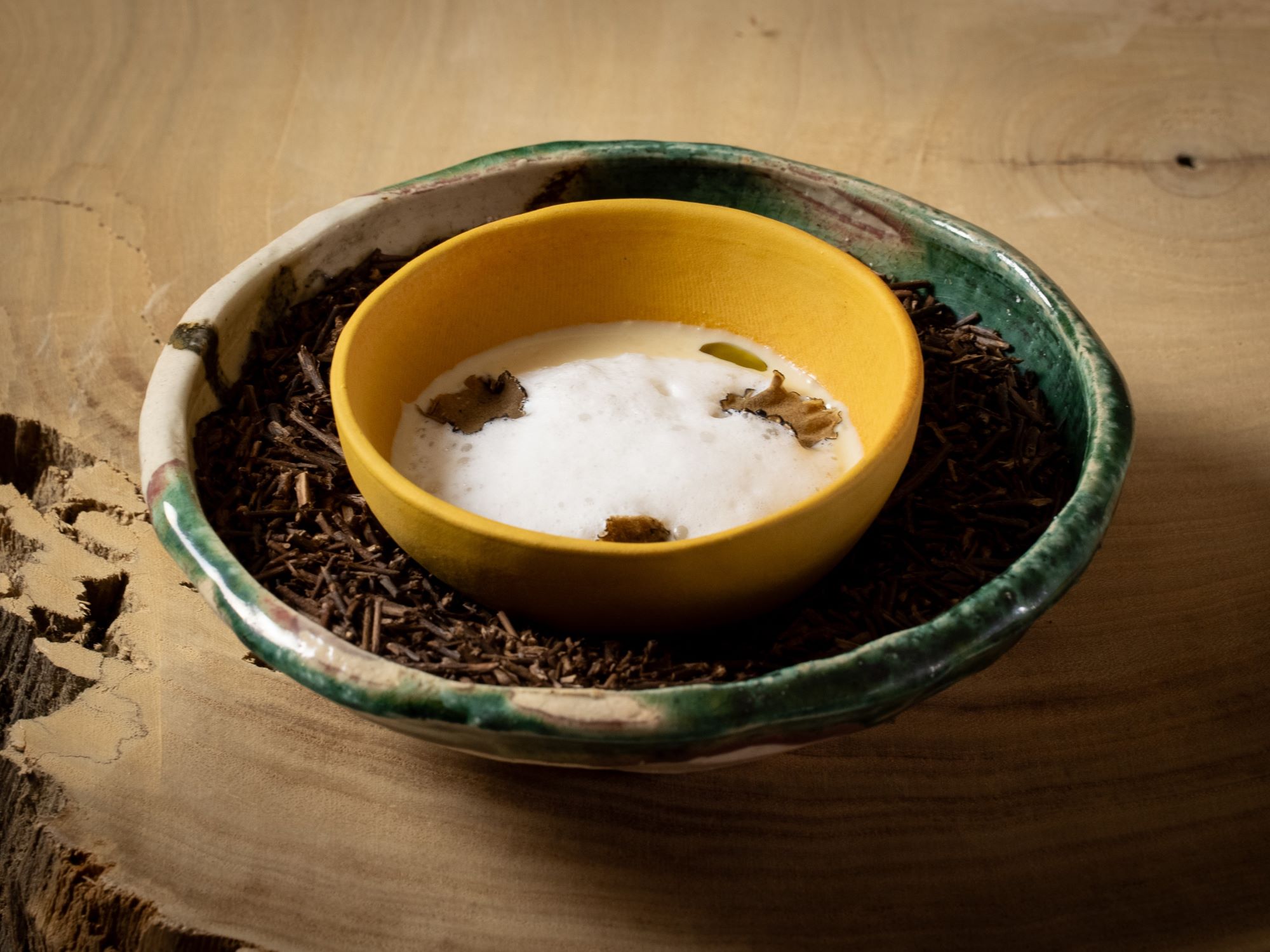 【夕食】2026春夏スペシャルディナーコース｜毛呂山とうもろこしとほうじ茶の冷製 ポタージュ