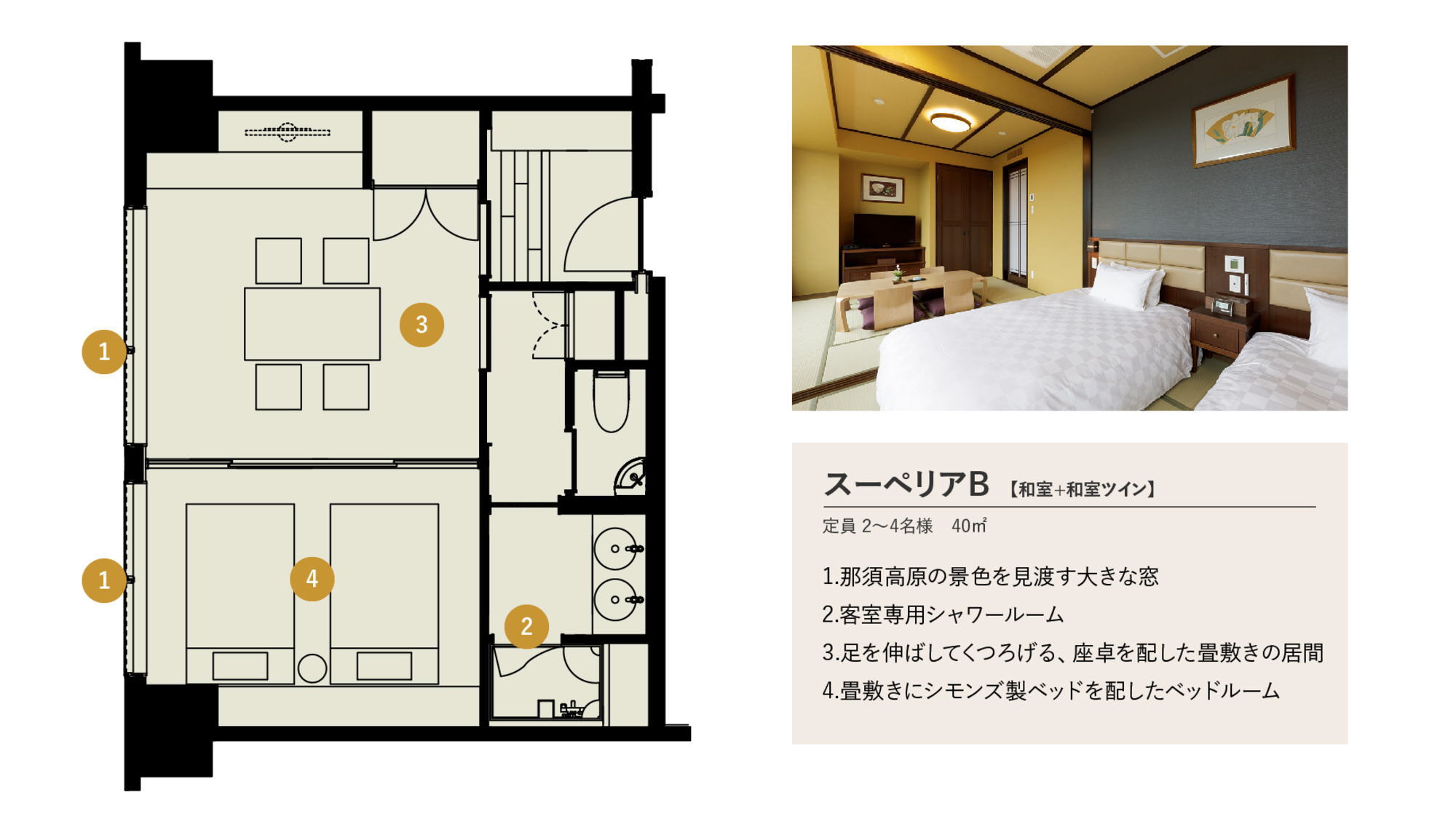 スーペリアB【和室+和室ツイン】間取り図