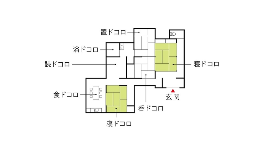 「港と夕陽のみえる宿」平面図