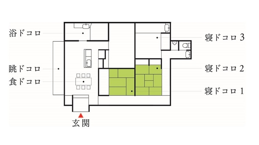 「サンゴ石垣と庭木の宿」平面図