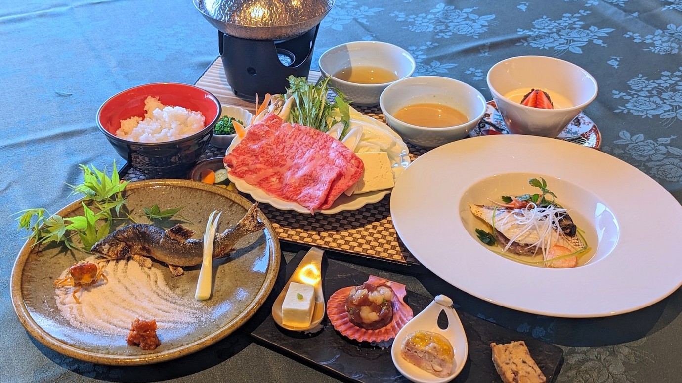 【おまかせ客室でリーズナブル】5種から選べる本格ディナーコース■朝食は和洋お好みで／夕朝食付