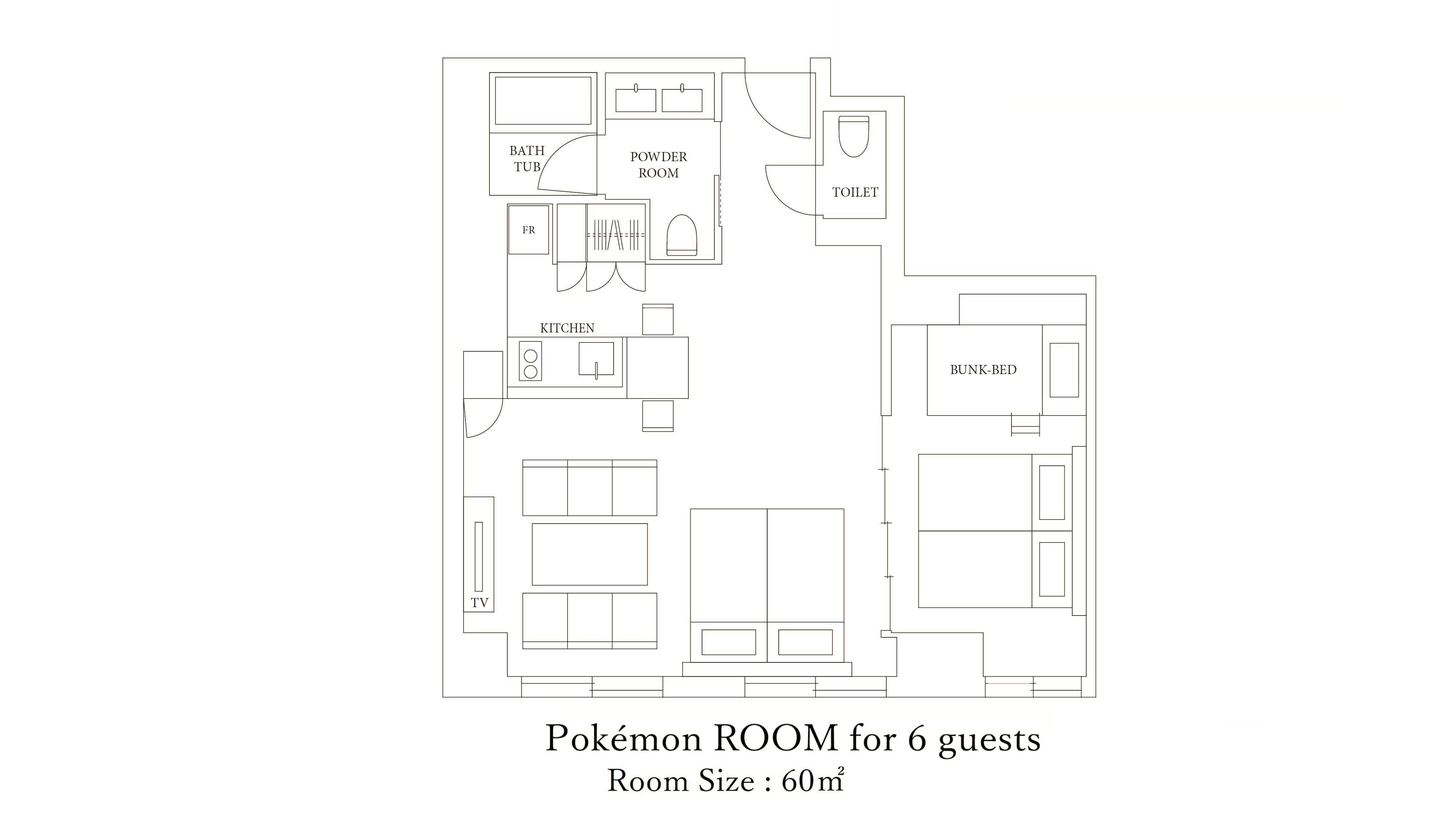 ポケモンルーム6人用間取り図