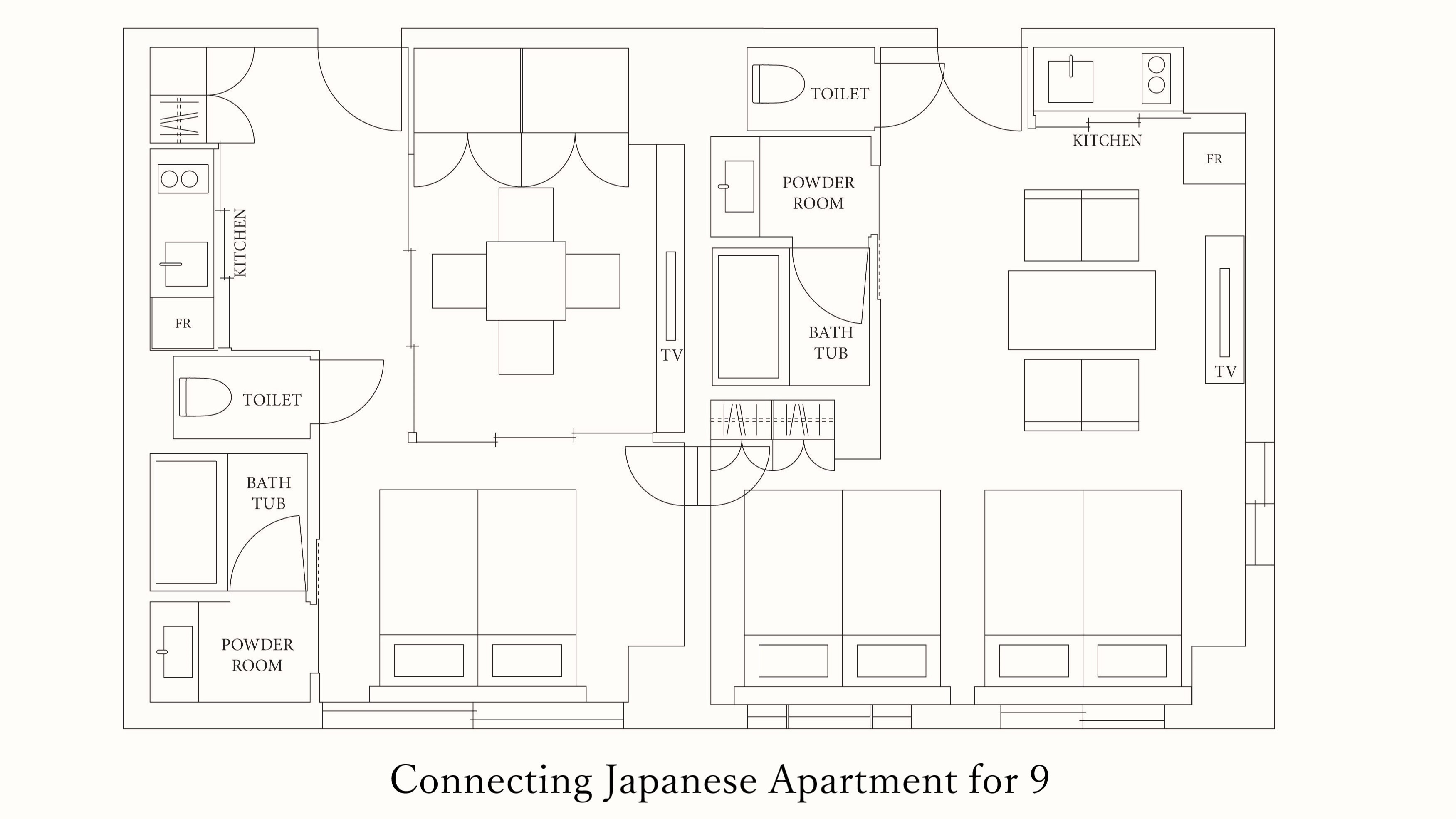 コネクティングジャパニーズ アパートメント 9人用間取り図
