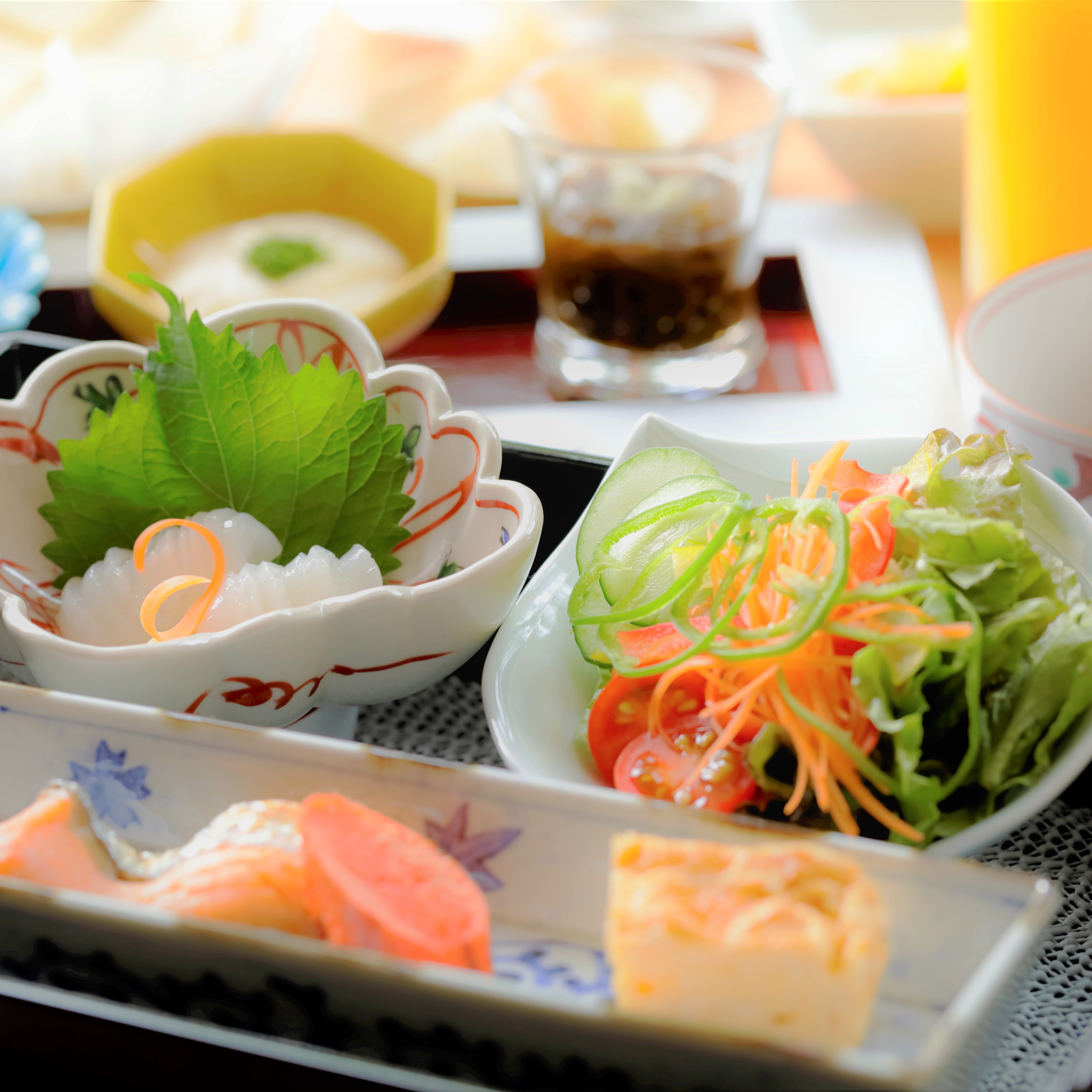 【ご朝食】一例。季節によって食材の変更の可能性があります