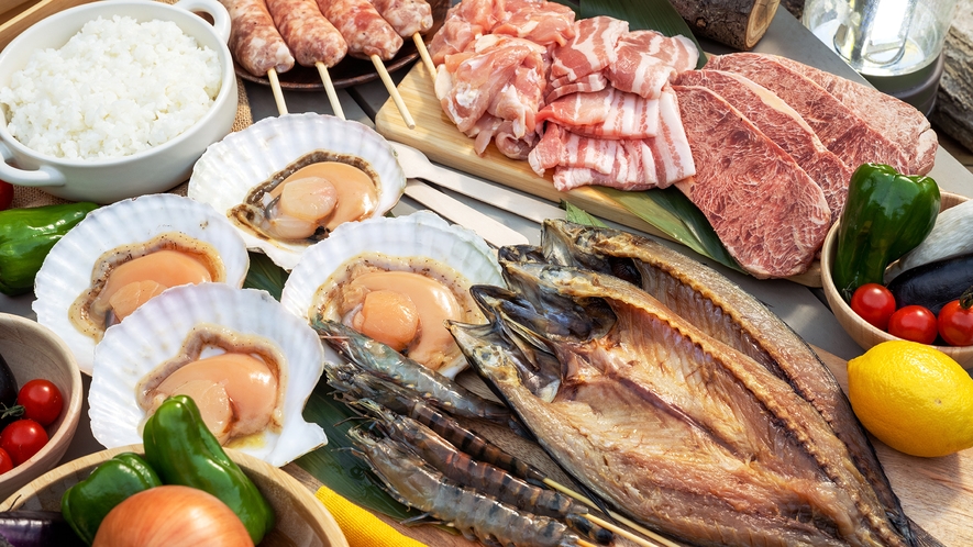【ご夕食：スタンダードBBQ】お肉＋海鮮の「東松島ならでは」のBBQ♪
