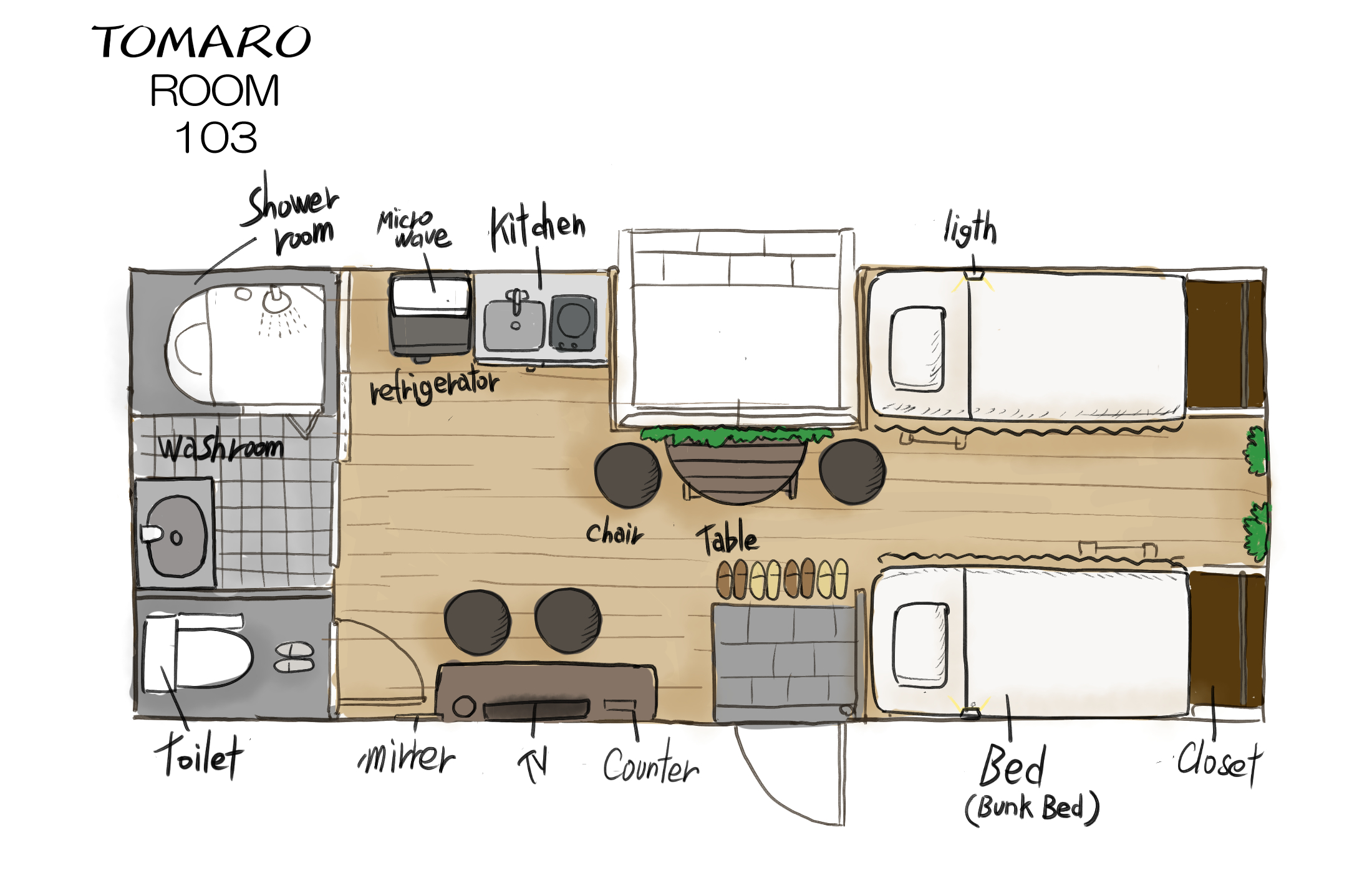 201号室　洋室図面　