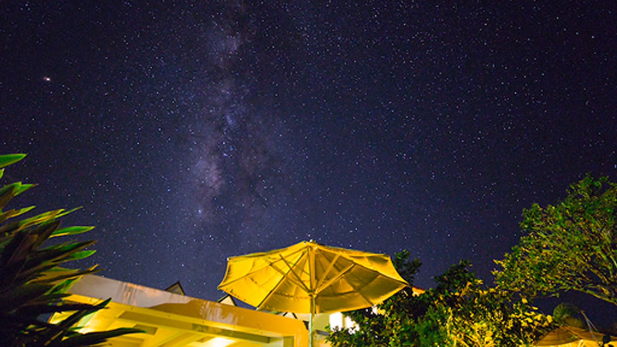 【夜空】ガーデンから眺めるロマンチックな天の川ロマンチックな天の川