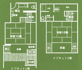 露天風呂付　メゾネット客室（平面図）