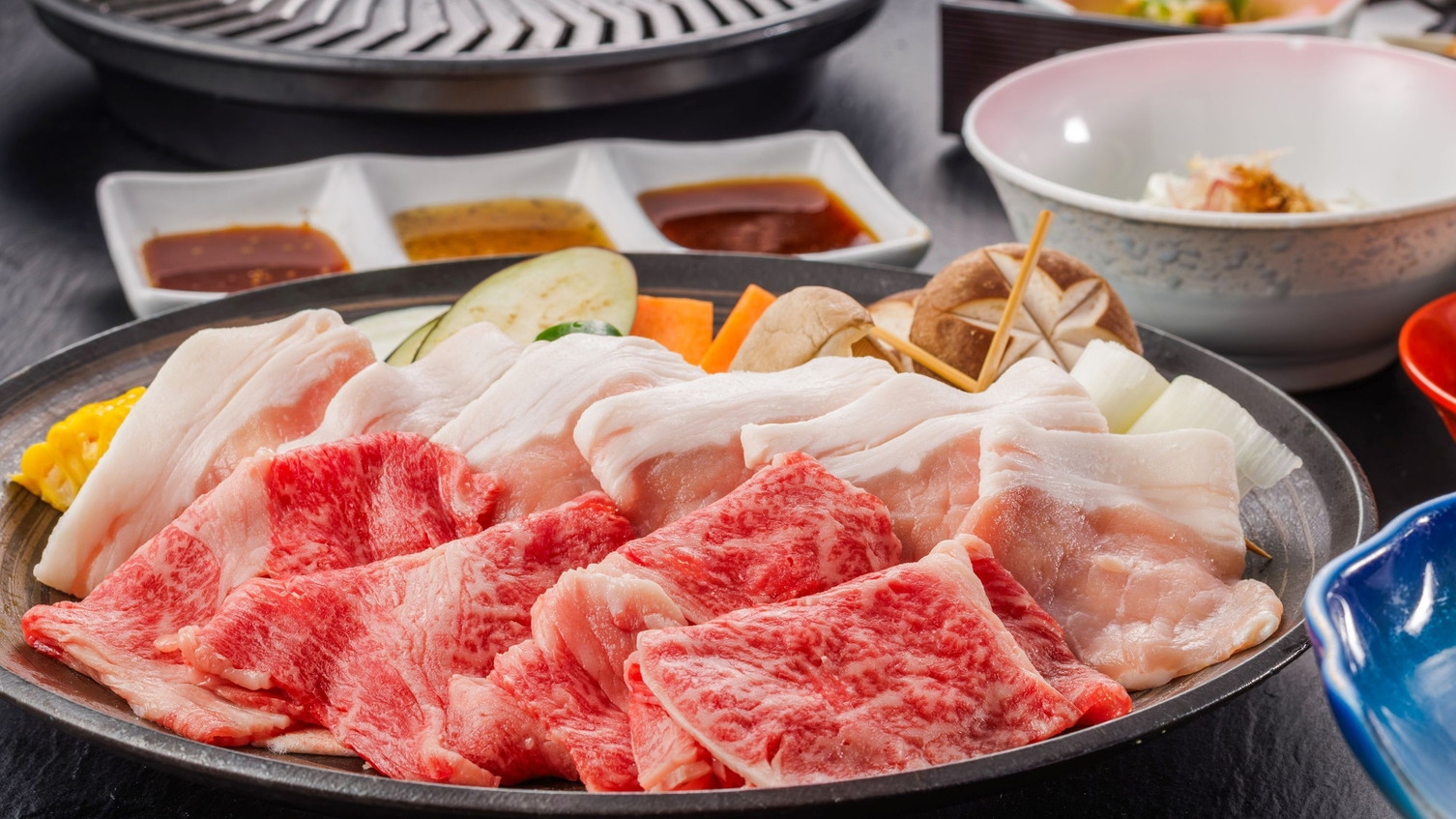 【夏の美食プラン】夏の味覚と新名物「黒毛和牛＆麓山高原豚の焼きしゃぶ」＋会津BUKE和膳