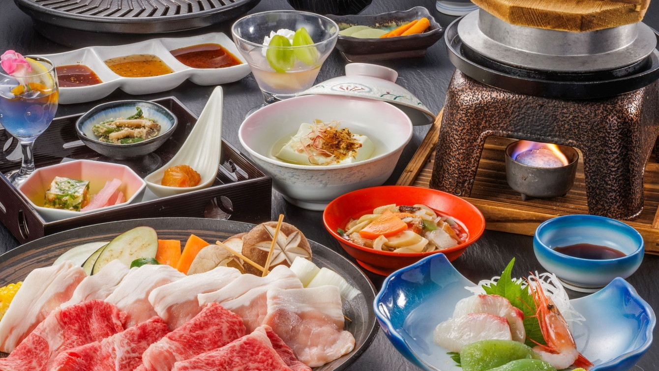 【夏の美食プラン】夏の味覚と新名物「黒毛和牛＆麓山高原豚の焼きしゃぶ」＋会津BUKE和膳