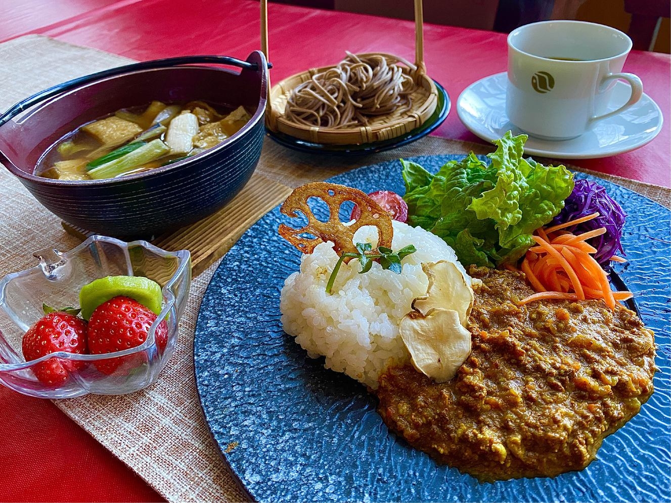 2食付　　お手軽夕食・ガーデンあずみ野カレーと信州蕎麦セット　朝食は洋食