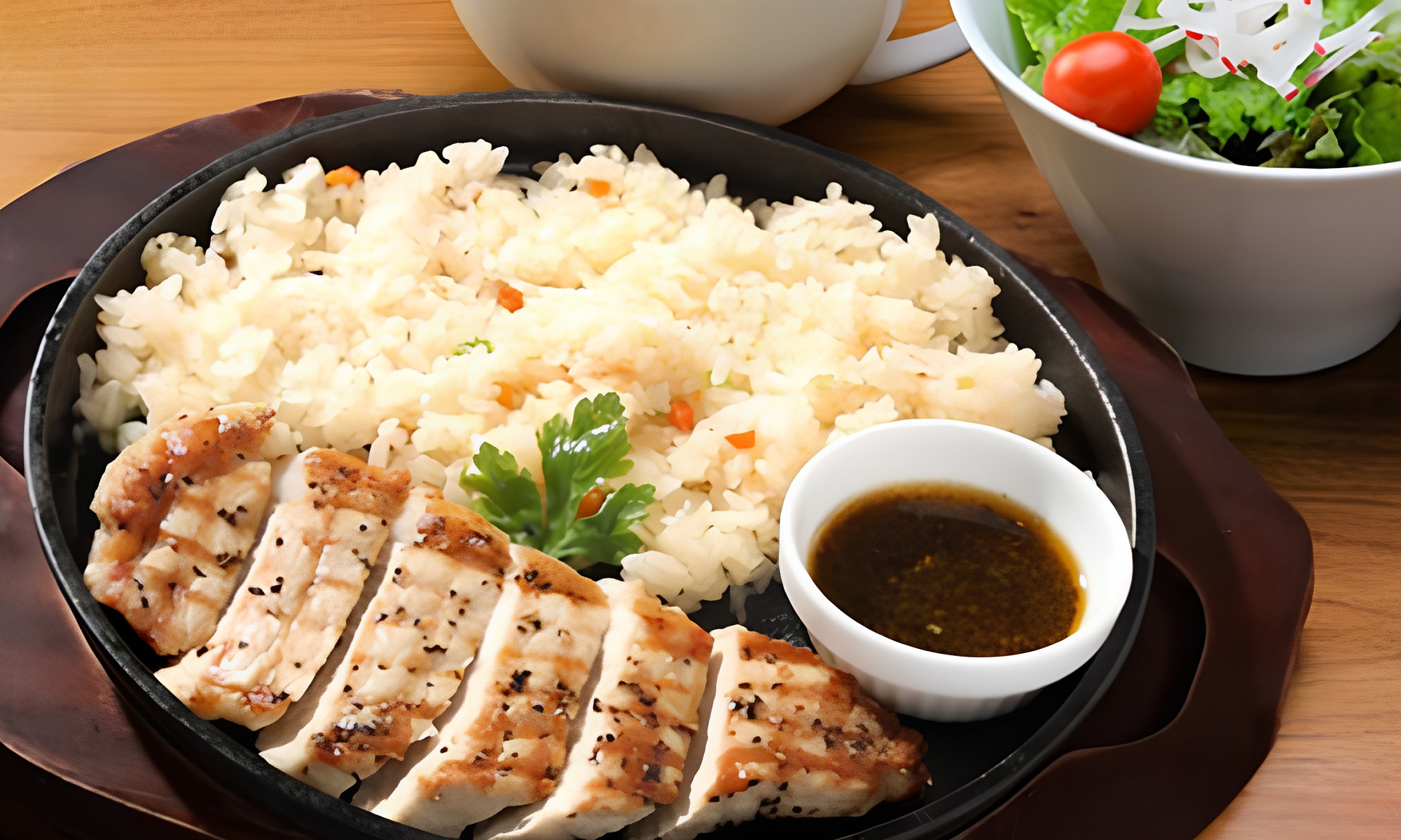 【夕食付プラン】三元豚ステーキピラフ、熱々！鉄板かつ煮膳など6種類のメニューをご用意。