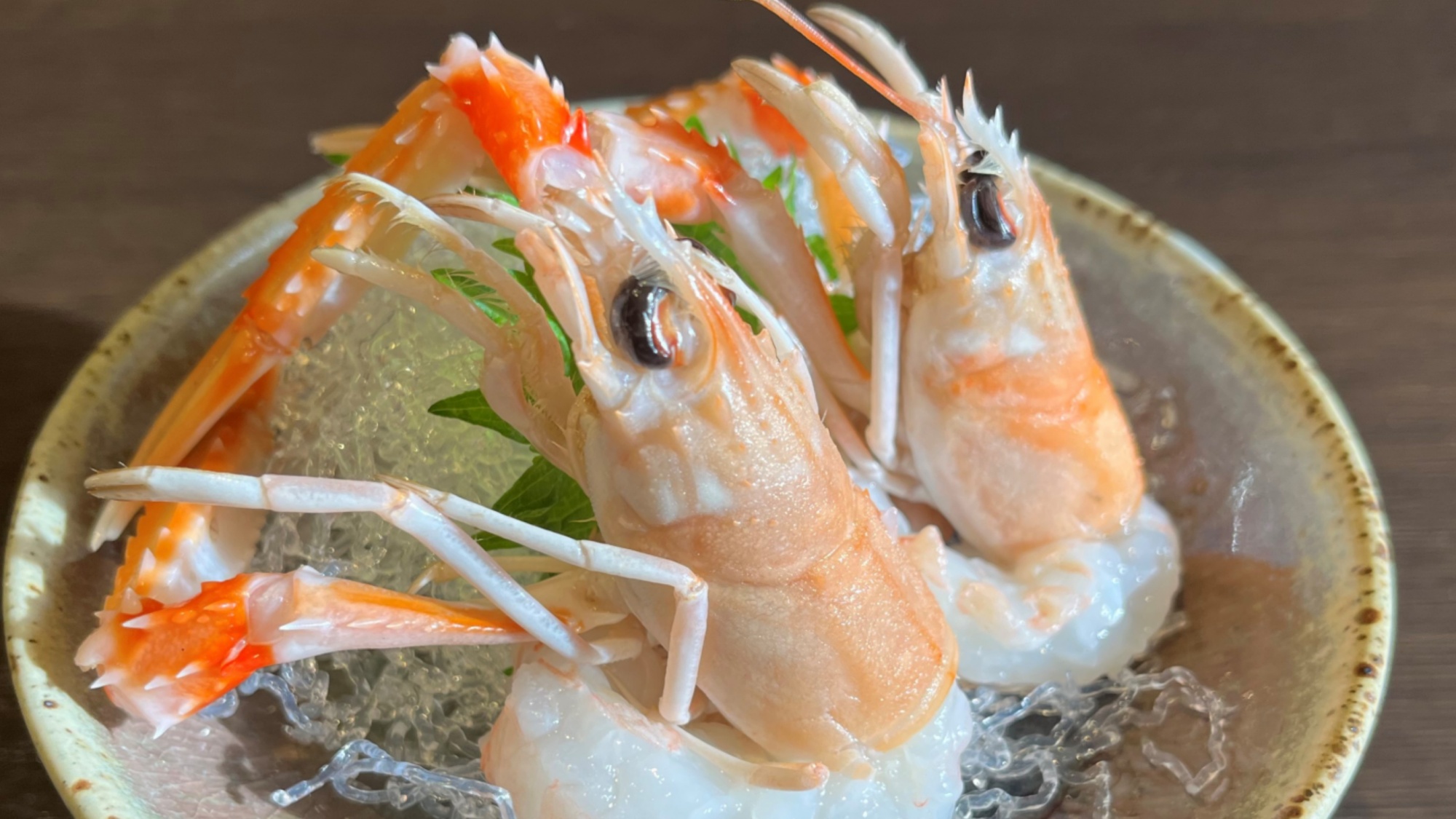 夕食一例／ぷりぷり新鮮な手長海老