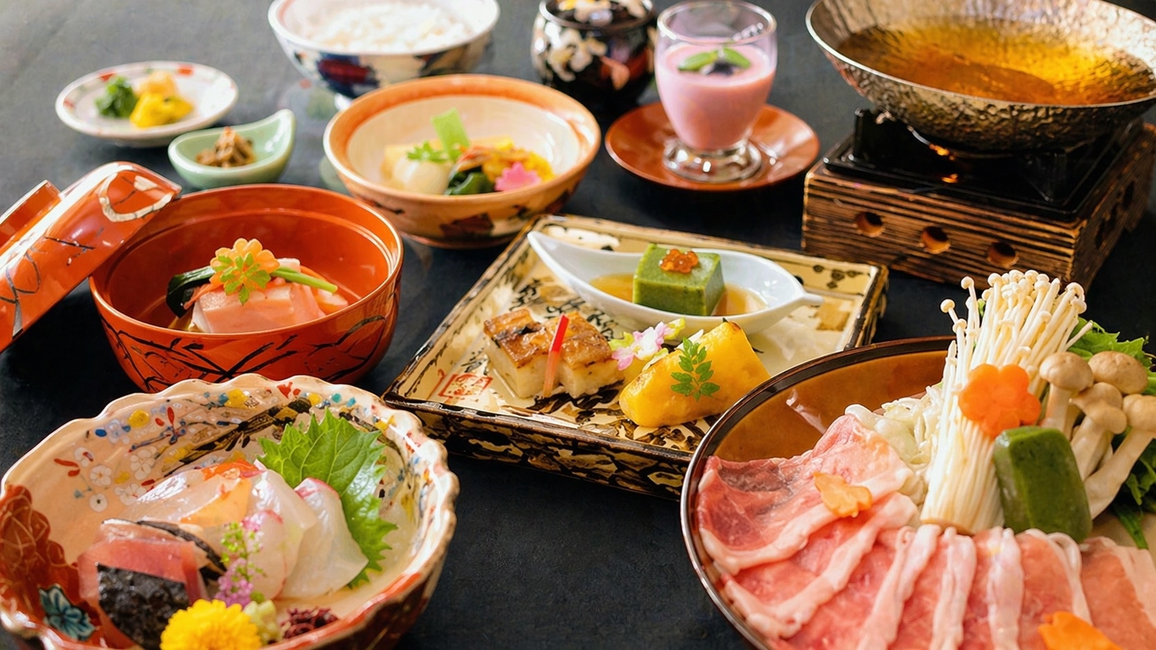【和み会席】滋賀県産の藏尾ポーク豚しゃぶしゃぶなど地元食材を使用したお料理をご堪能＜1泊2食＞
