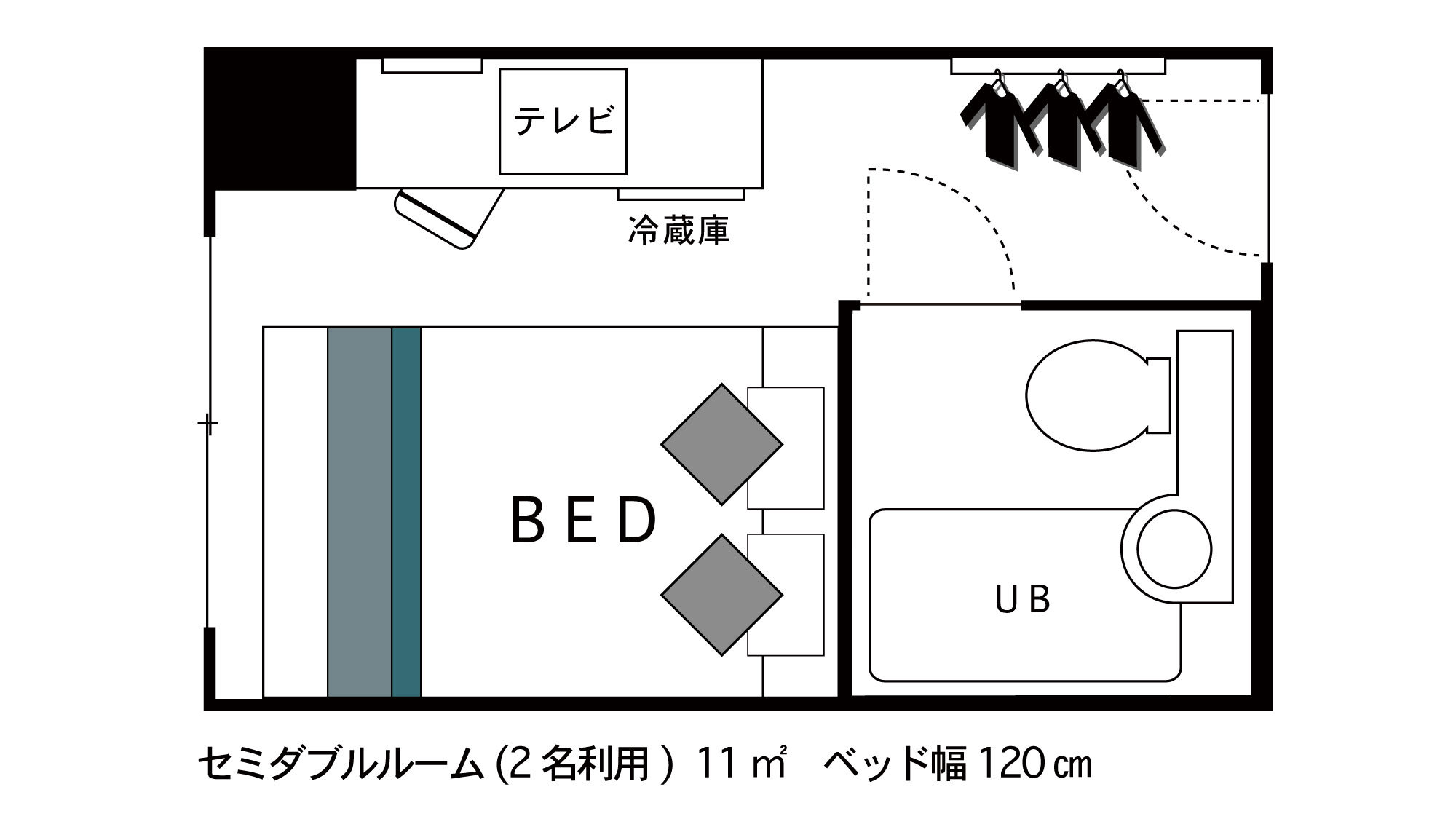 ◇セミダブルルーム◇　間取り図