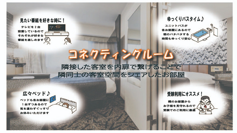 【朝食付】2室コネクティングツインルームプラン　2部屋合わせて22平米　