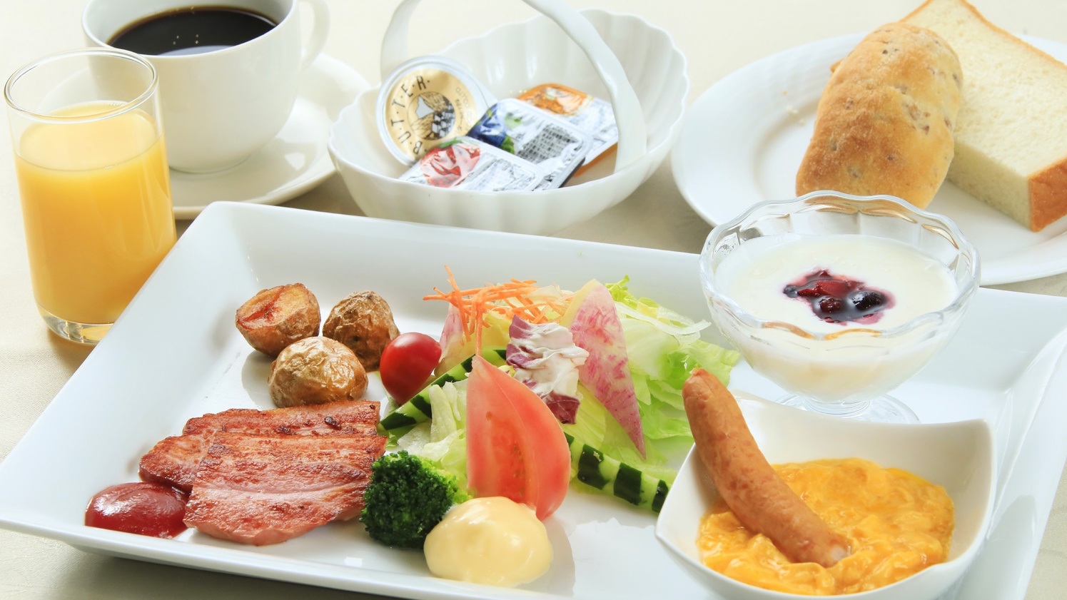 【朝食無料】会場は白河リゾート一望のレストラン♪和朝食or洋朝食からお好みで／朝食付