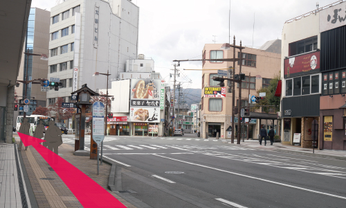【長野駅からのルート③】 末広町信号交差点を通過します。