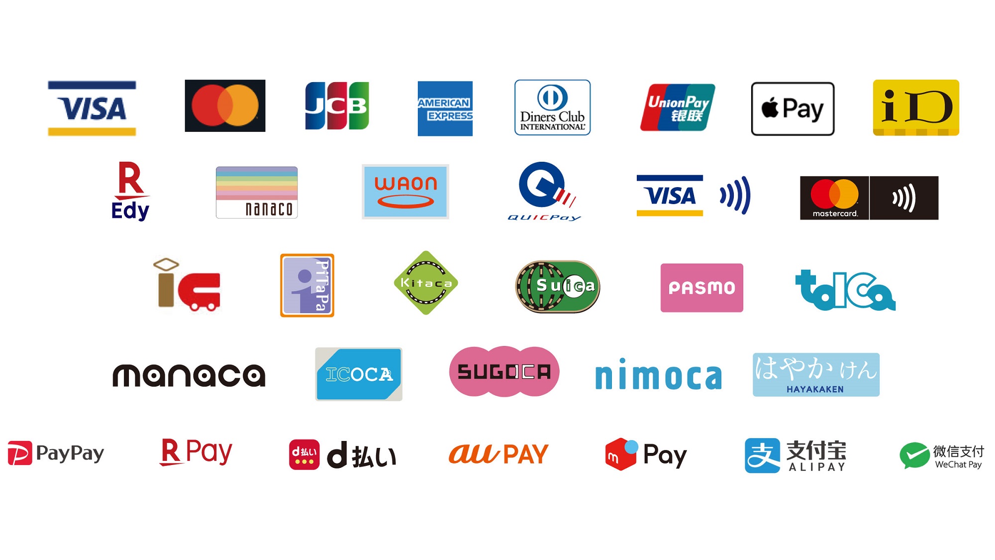 ご利用可能なキャッシュレス決済　※2025年4月時点