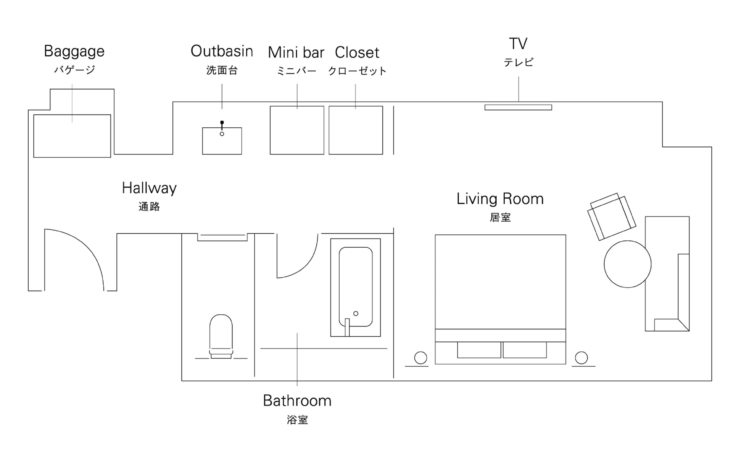 デラックスダブル　間取り図　イメージ
