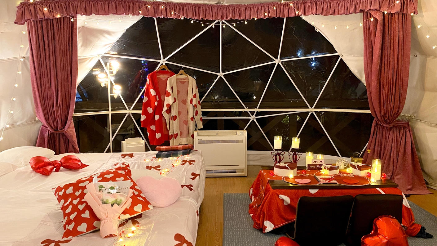 【期間限定】バレンタインデコレーションルームプラン〜天然温泉利用無料(大浴場)【1泊2食BBQ付】