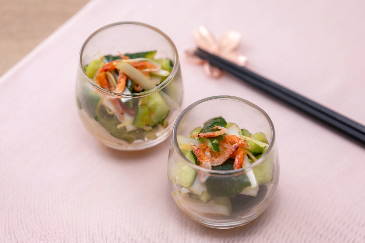 【朝食　春メニュー】桜えびとたたき胡瓜の生姜風味