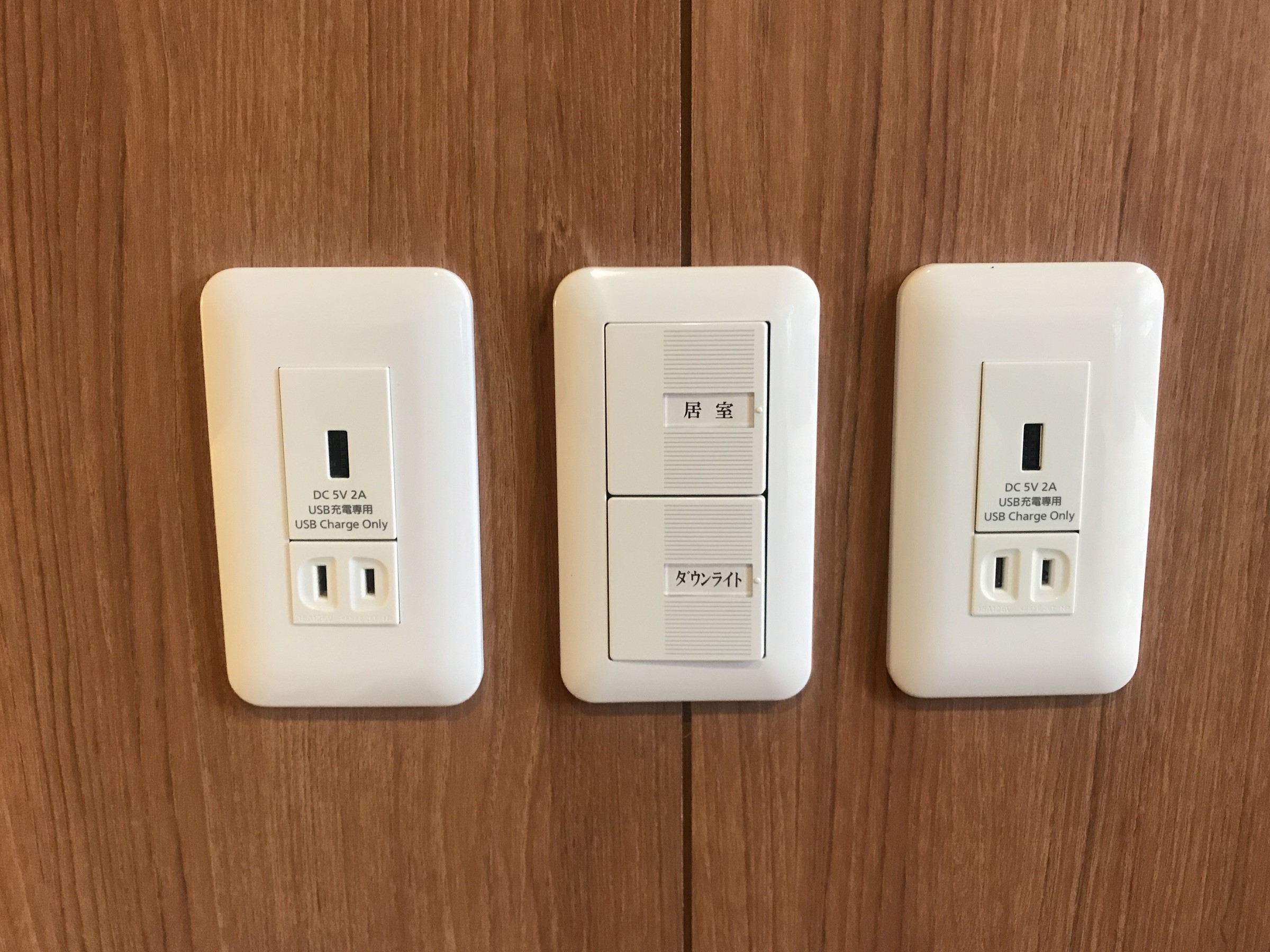 【客室：設備】全室USBコンセント。電源アダプタなしで充電が可能です。