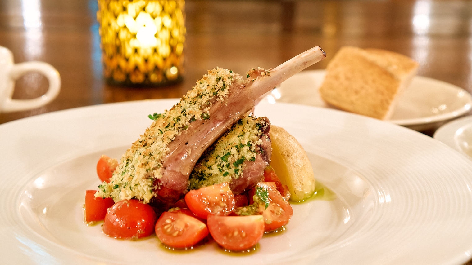 【2食＆1ドリンク付】夕食は骨付き仔羊の香草パン粉焼きケッカソース＋1ドリンク＆デザート＆コーヒー付