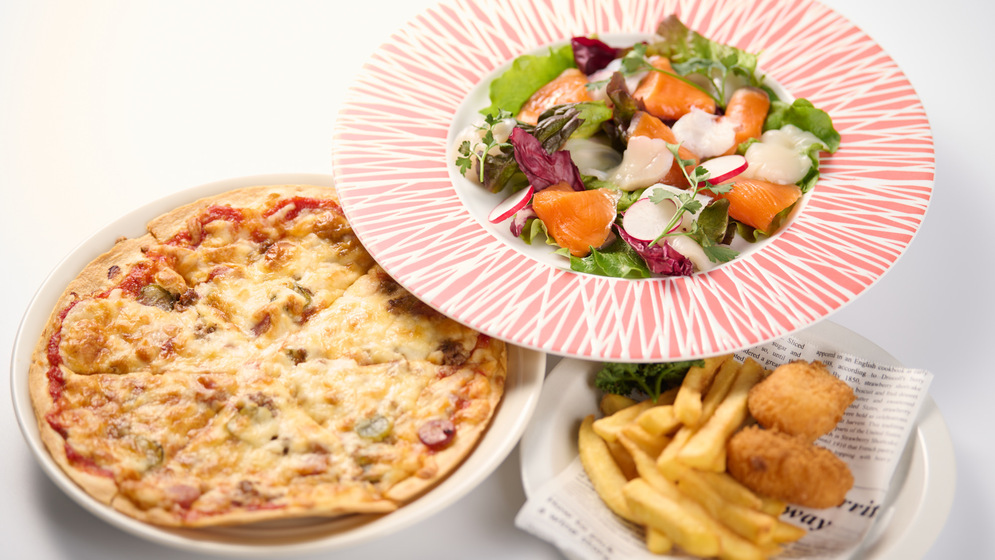 ピザ&カルパッチョ&揚げ物　軽食３種