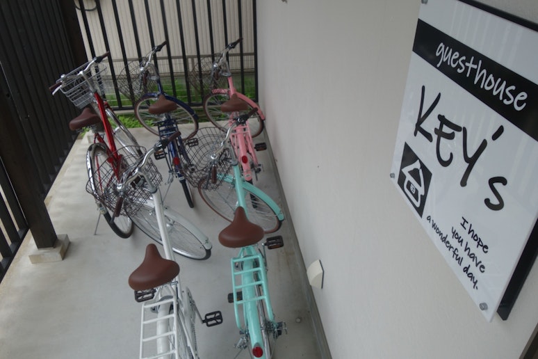 玄関前 レンタル自転車