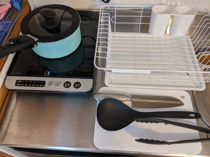 鍋を置かないと熱は通りません。現在この片手鍋は深フライパンに変わっています。If you don't