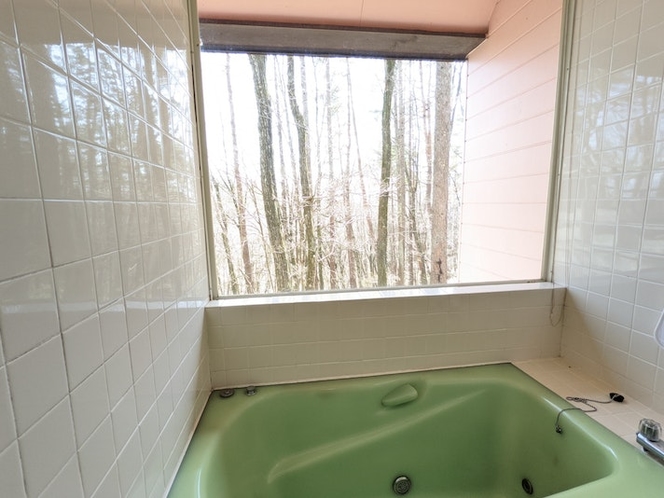 お風呂には大きな窓がついており、まるで露天風呂かのような開放感
