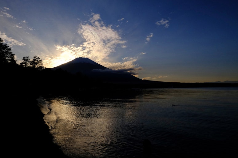 夕暮れの富士山