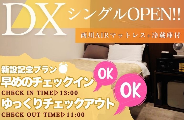 【DX新設記念】早く来てゆっくり帰る♪13時イン11時アウトプラン【素泊まり】