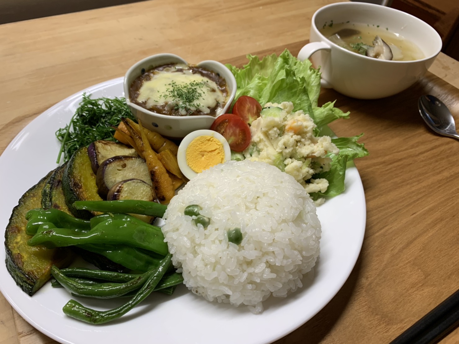 自家栽培野菜の夕食の一例