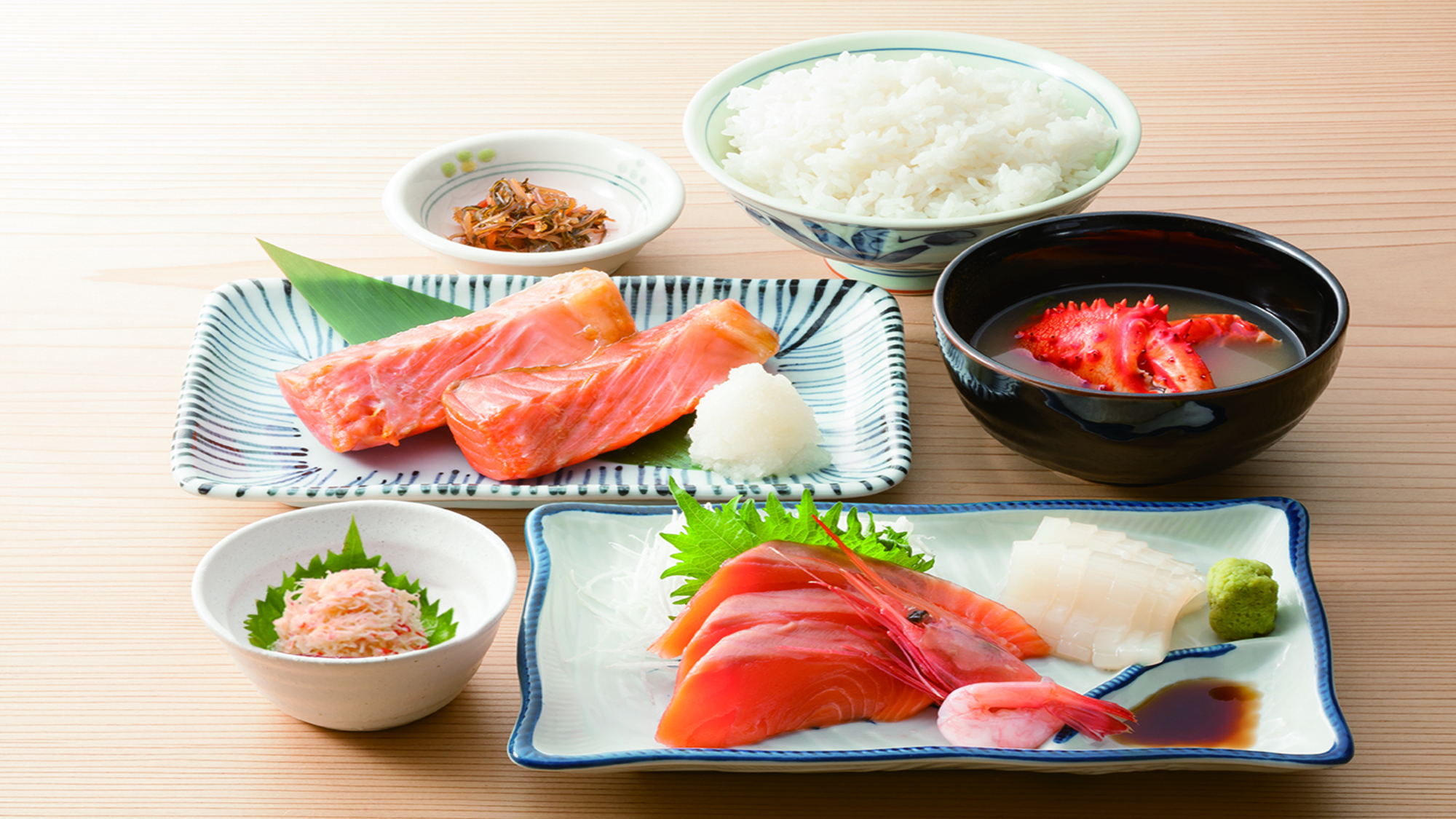 「北のグルメ亭」でお選び頂ける海鮮Bセット(イメージ)