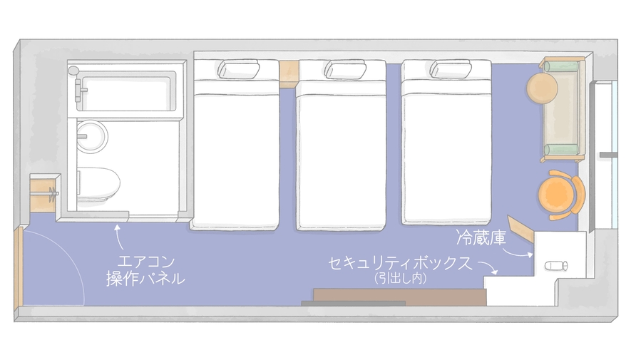 スーペリアツイン+エキストラベッド（10階～14階）