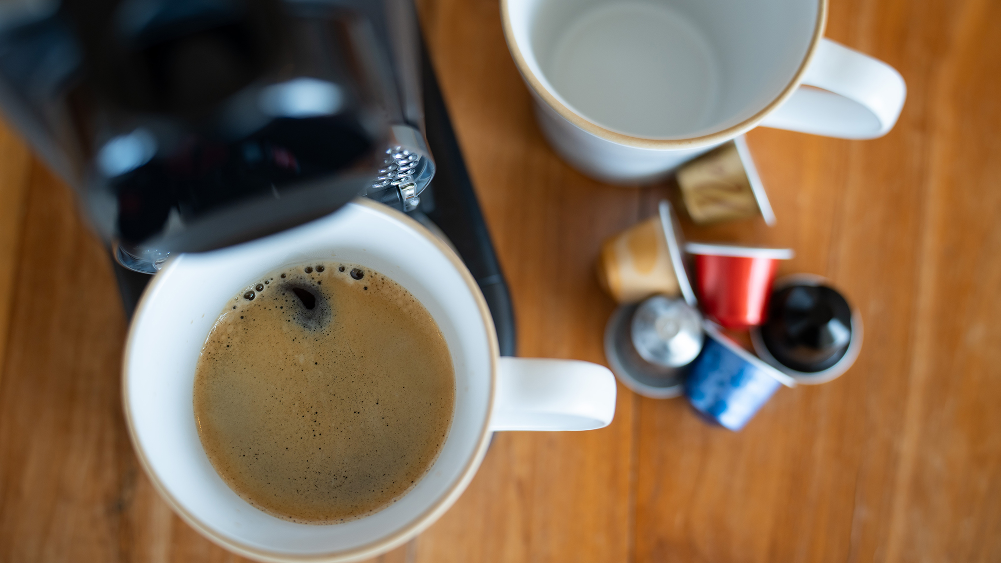 ネスプレッソコーヒーマシン。デカフェもご用意しております。