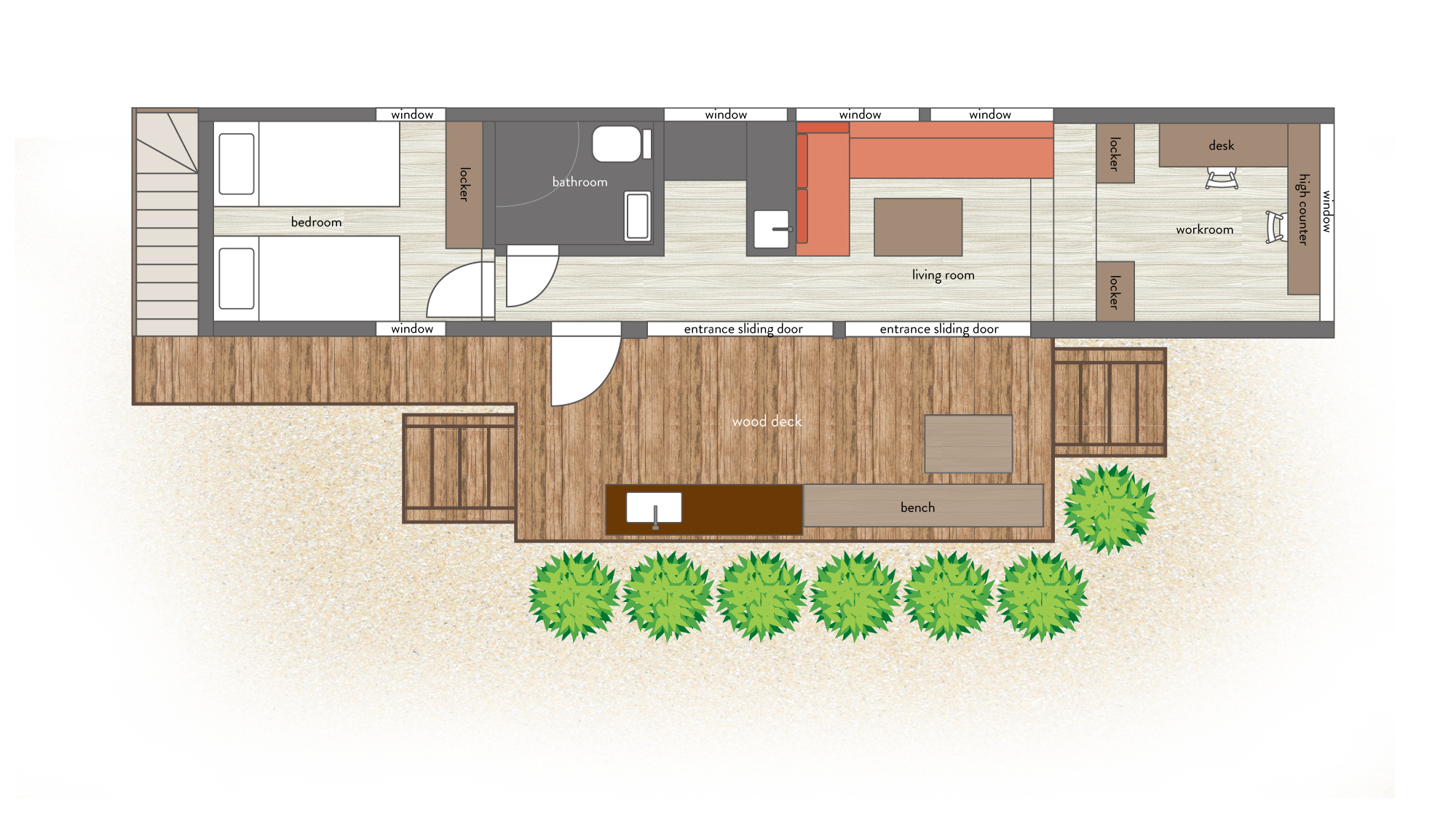 【2 bed cabin（ルーフトップ・ウッドデッキ付）】