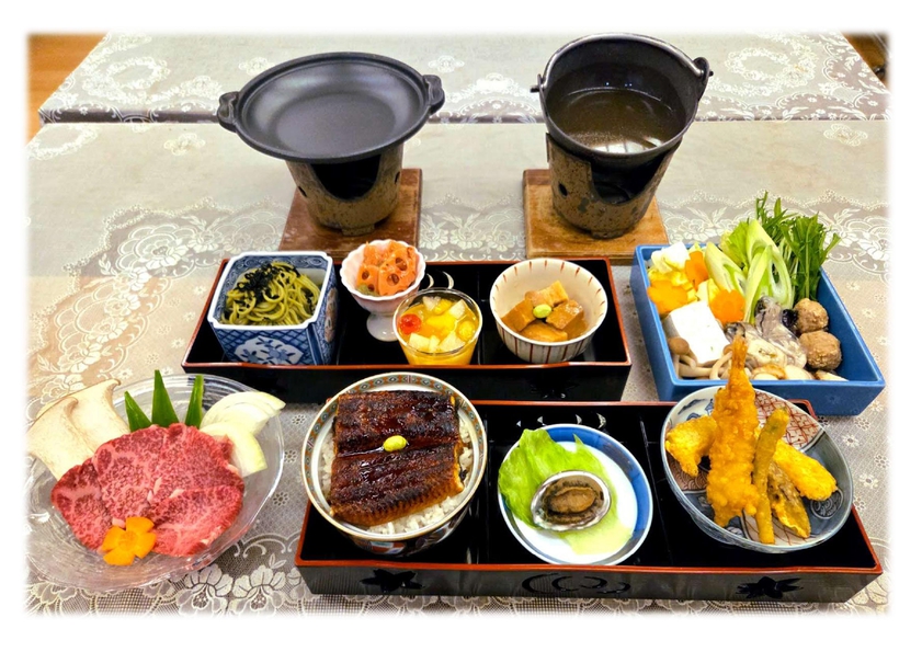 【年末年始限定】和牛の陶板焼・うな丼・鮑・牡蠣鍋付き特選！御膳