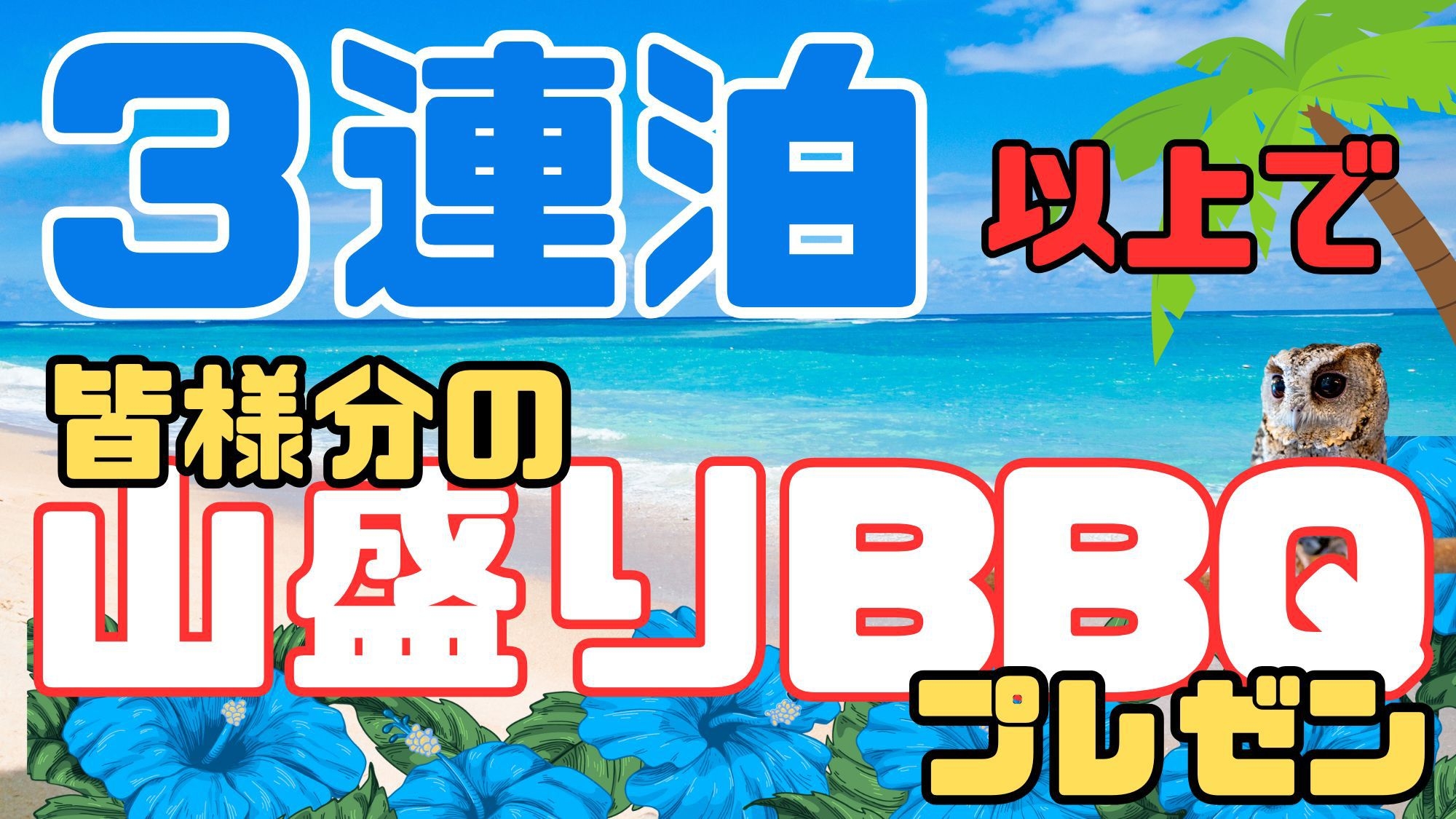【3連泊プラン】3連泊でBBQ1回プレゼント(素泊まり)【1部屋4名まで】