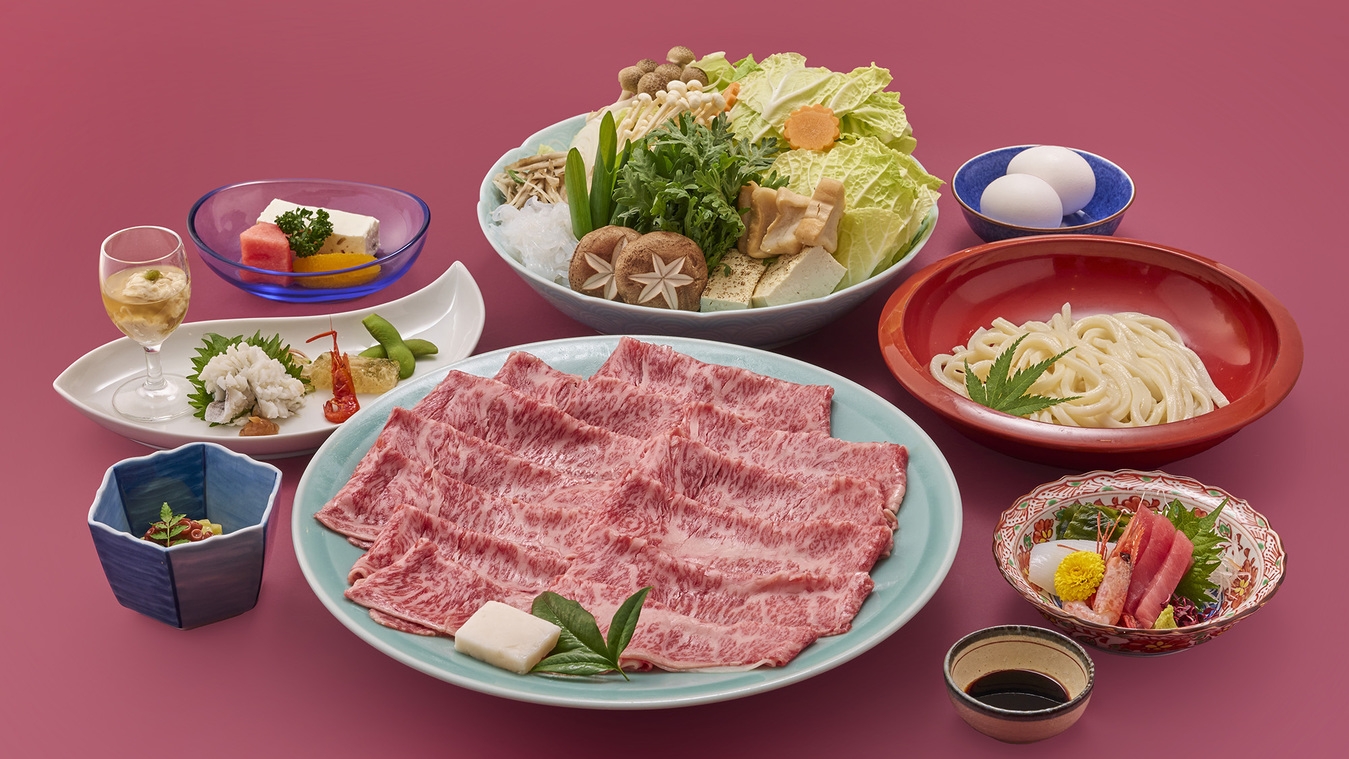 【嵐山温泉風風の湯入浴券付き】全部無料！朝食・Wi-Fi・ソフトドリンクも！すき焼き会席（1泊2食）