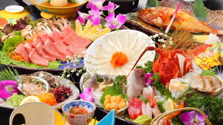 【お祝い・特別な日に】サーロイン牛・あわび・タラバ蟹を味わう「名月コース」