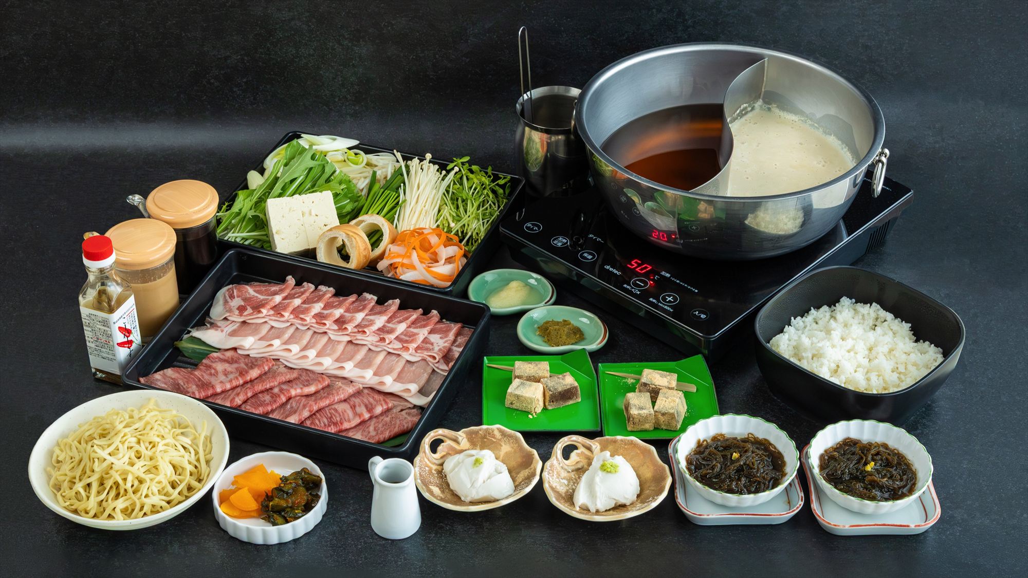 【夕食】パイナップルあぐー豚 &もとぶ牛しゃぶしゃぶコース　一例