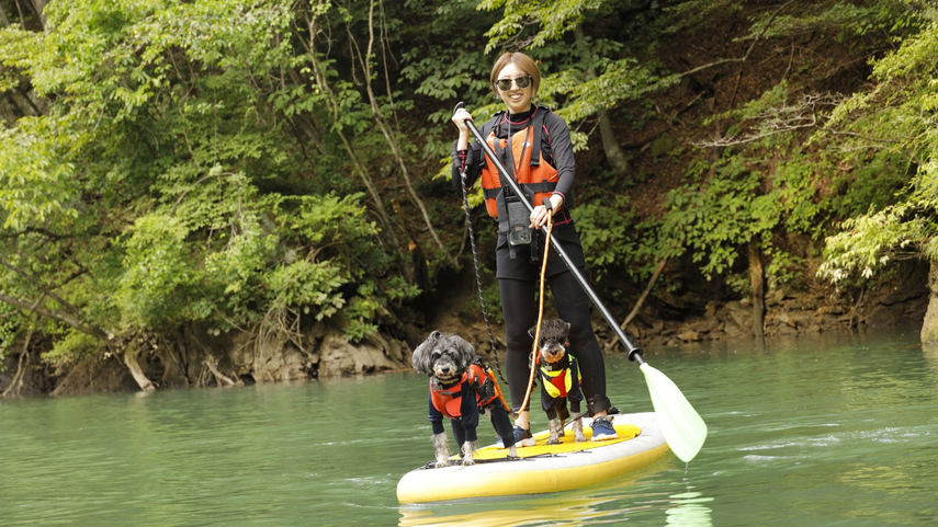 夏限定☆DOG SUP☆愛犬と楽しむ板室ダム湖上散歩〜地産地消欧風コース料理〜