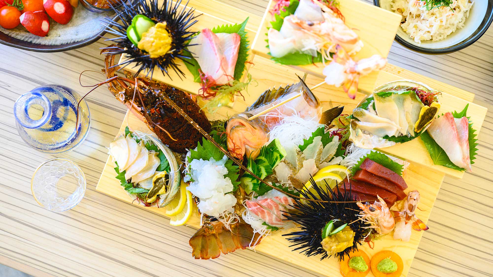 【夕食／天草お刺身盛り合わせコース】伊勢海老を始めとした、様々なお刺身がメイン♪