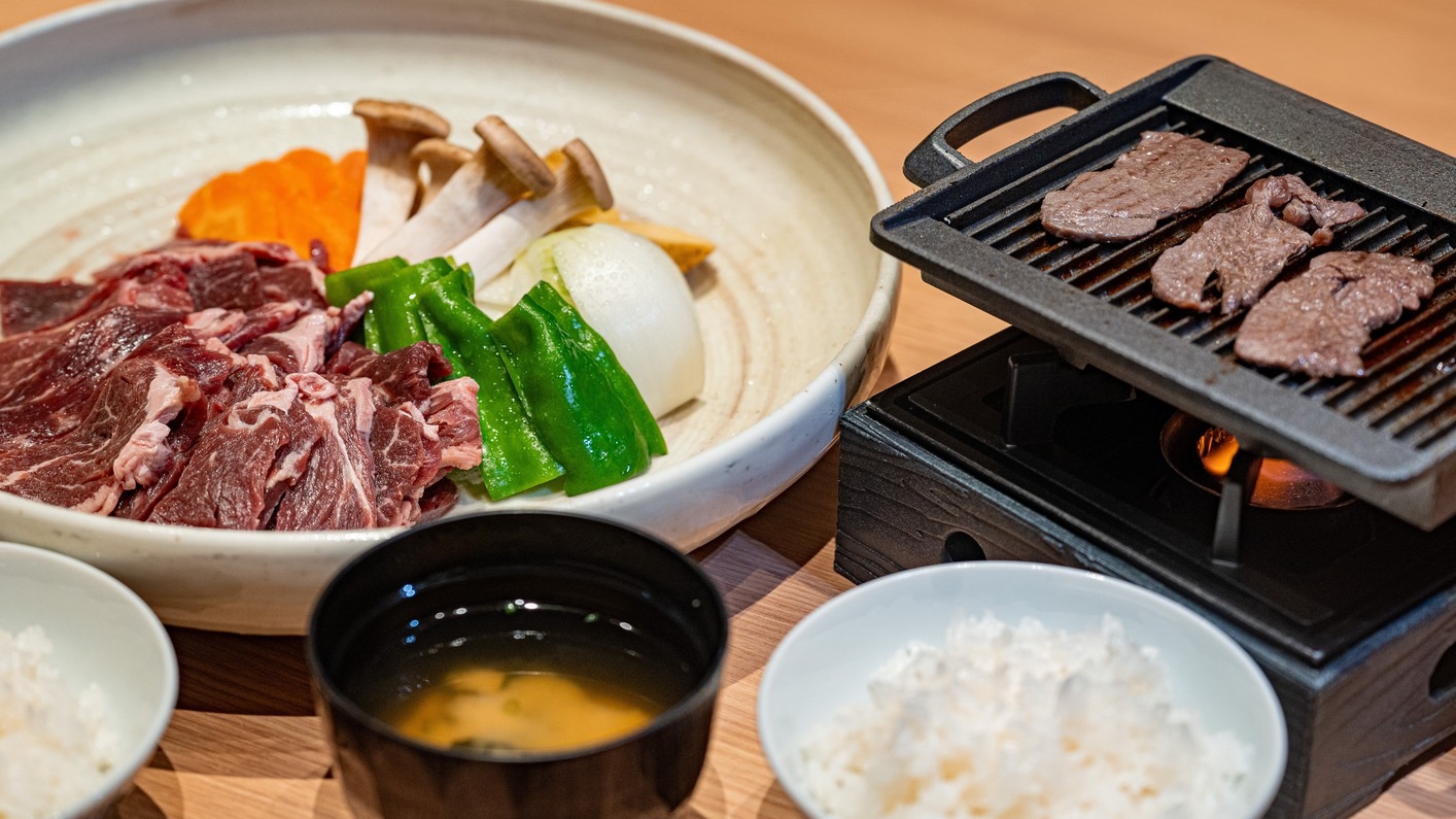 【牛サガリ鉄板焼き御膳】希少部位を贅沢に味わう夕食と天然温泉でくつろぐ＜夕朝食付き＞