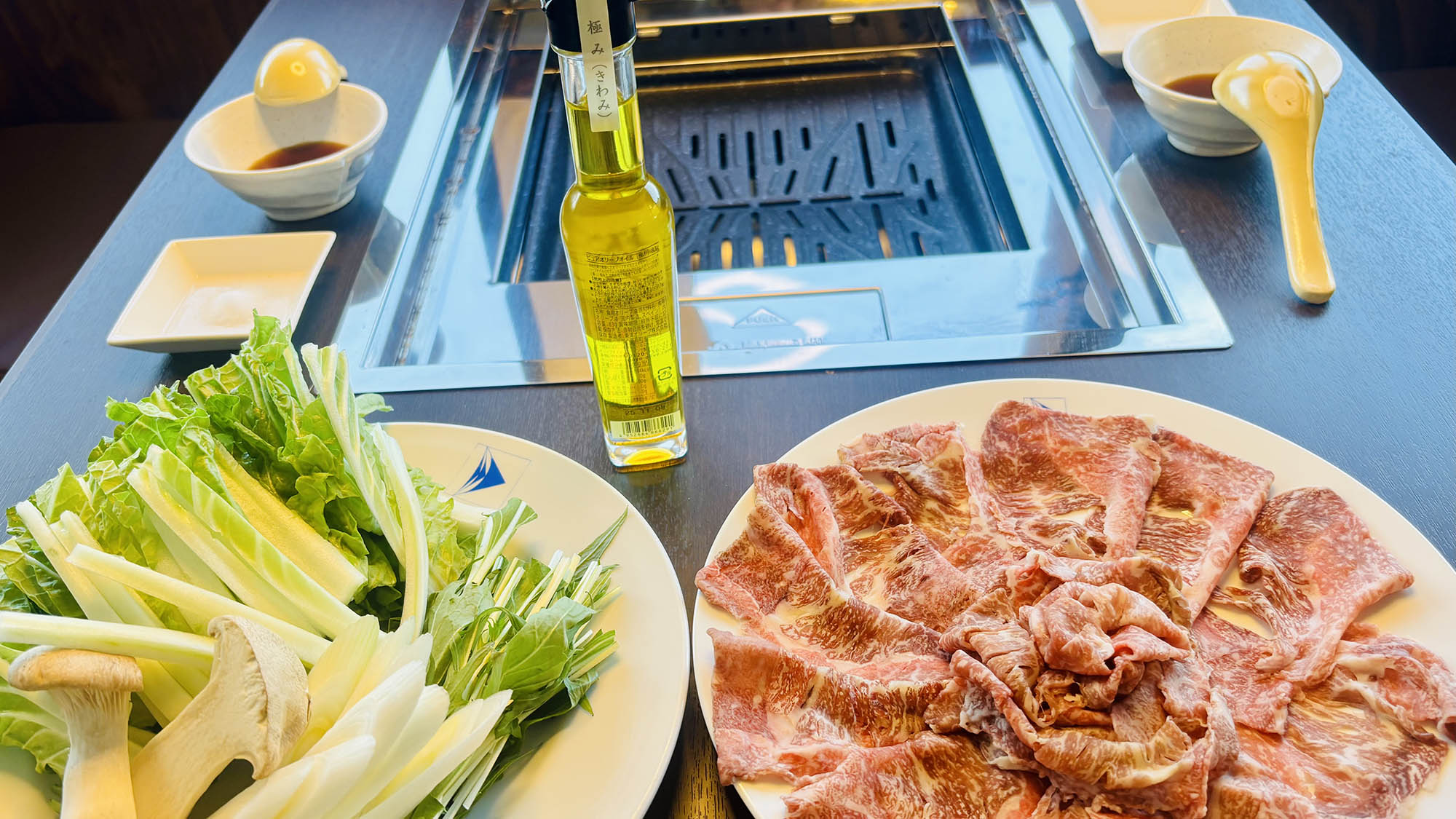 ・【焼きしゃぶコース】黒毛和牛の焼きしゃぶ、寒い時期にもぴったりです