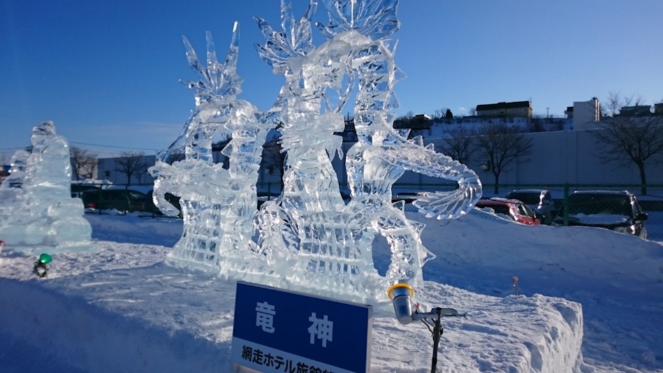 流氷祭りの氷像